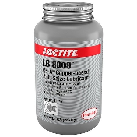 Henkel Anti-Seize Compound, Copper Grade, Can, Paste LB 8008 C5-A 8OZ NET BRSH TP IDH 234263